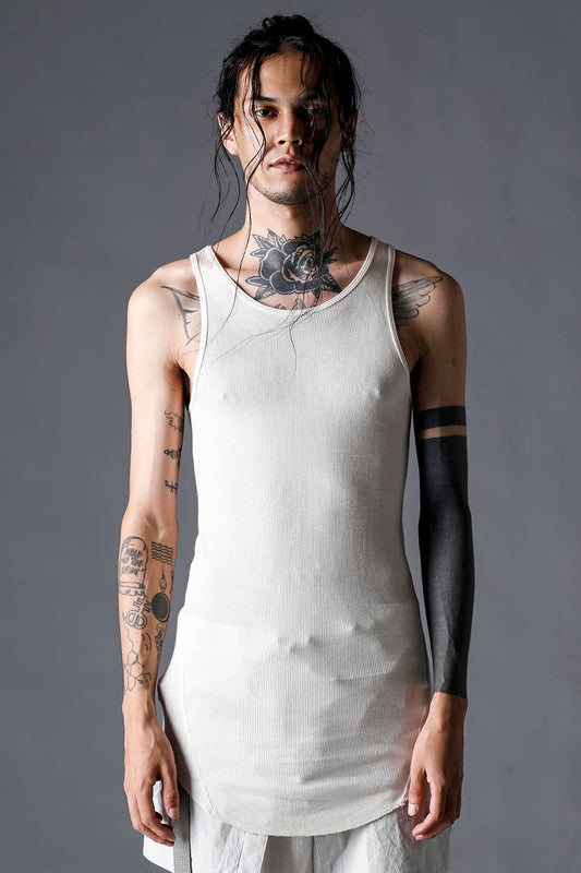 Cotton And Rayon Ribbed Tank Top Dusty White