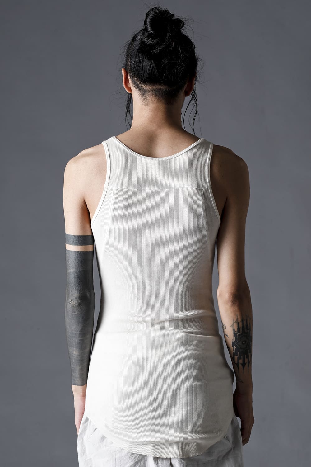 Cotton And Rayon Ribbed Tank Top Dusty White