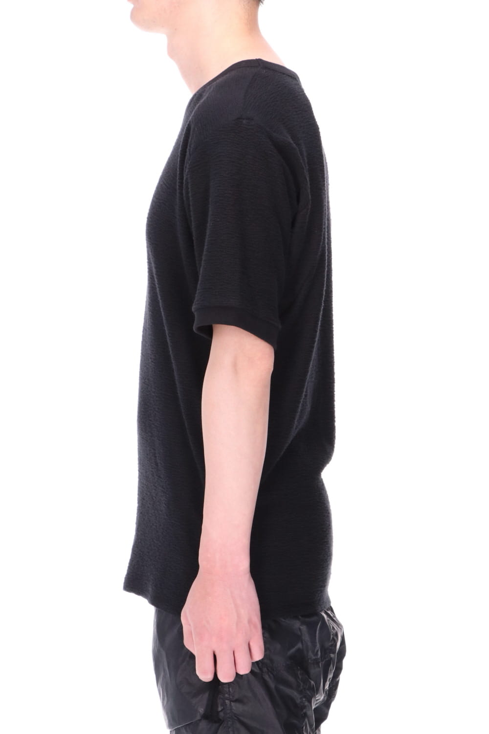 Cotton Inlaid Jersey Half Sleeve Sweater Charcoal