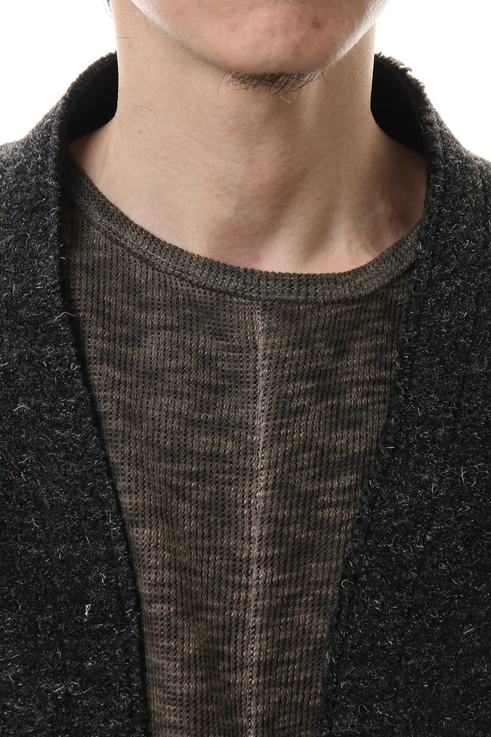 Kenpi wool Boa Long cardigan Black