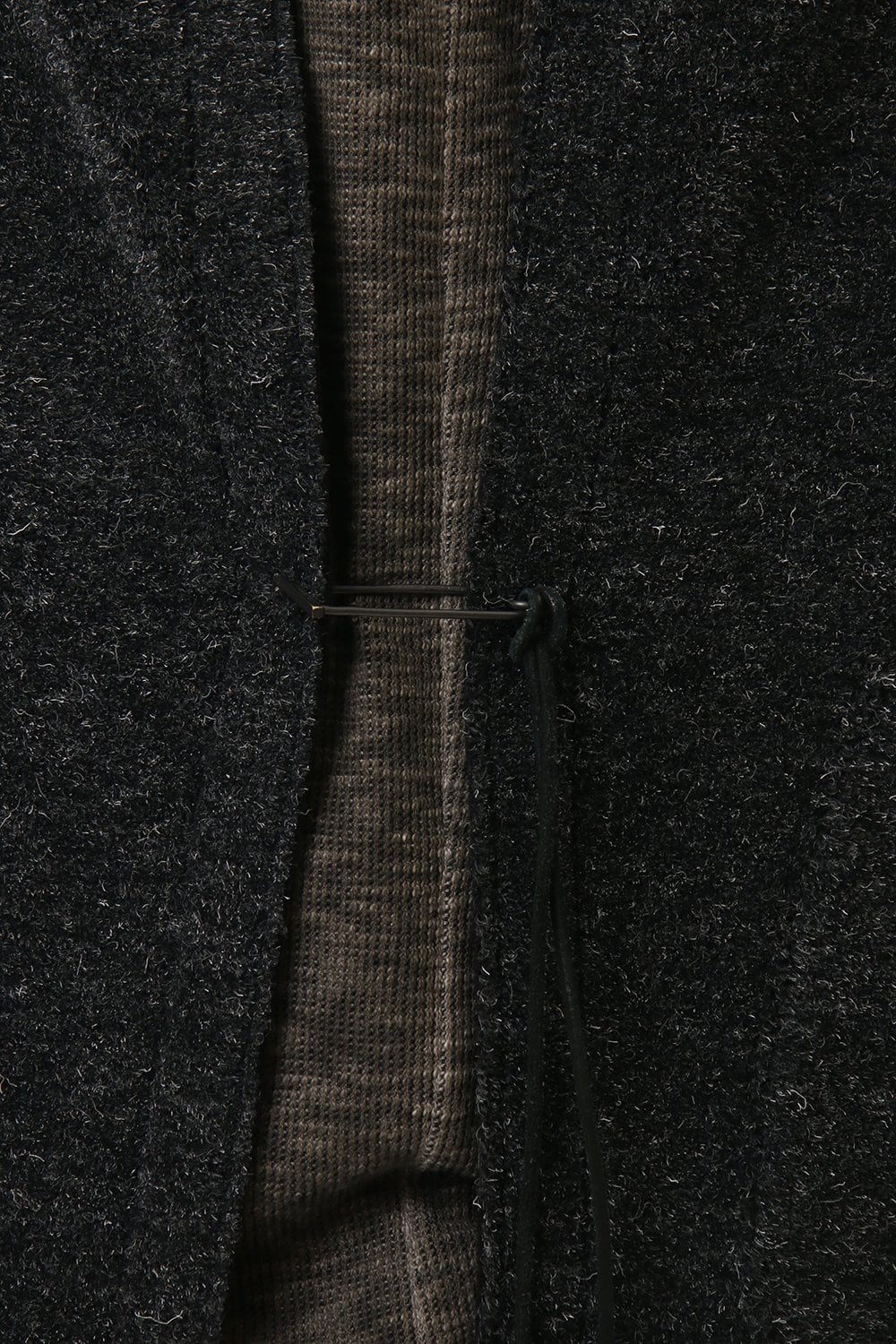 Kenpi wool Boa Long cardigan Black