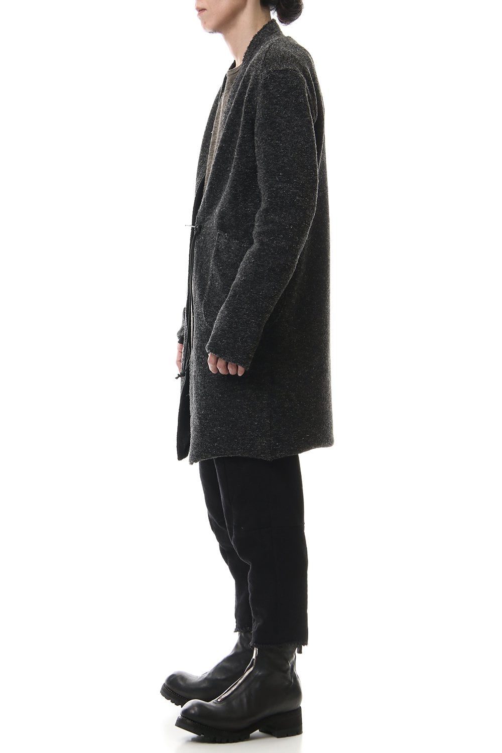 Kenpi wool Boa Long cardigan Khaki