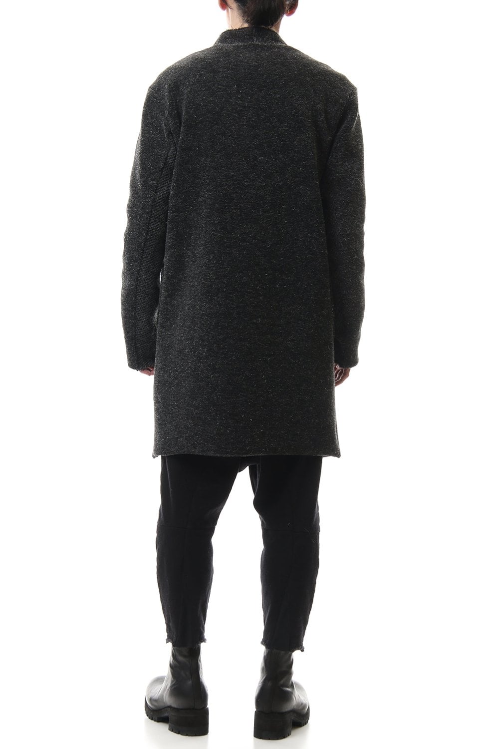 Kenpi wool Boa Long cardigan Black