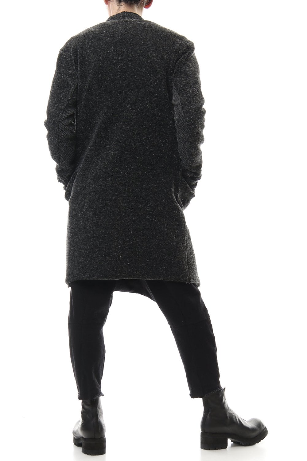 Kenpi wool Boa Long cardigan Black