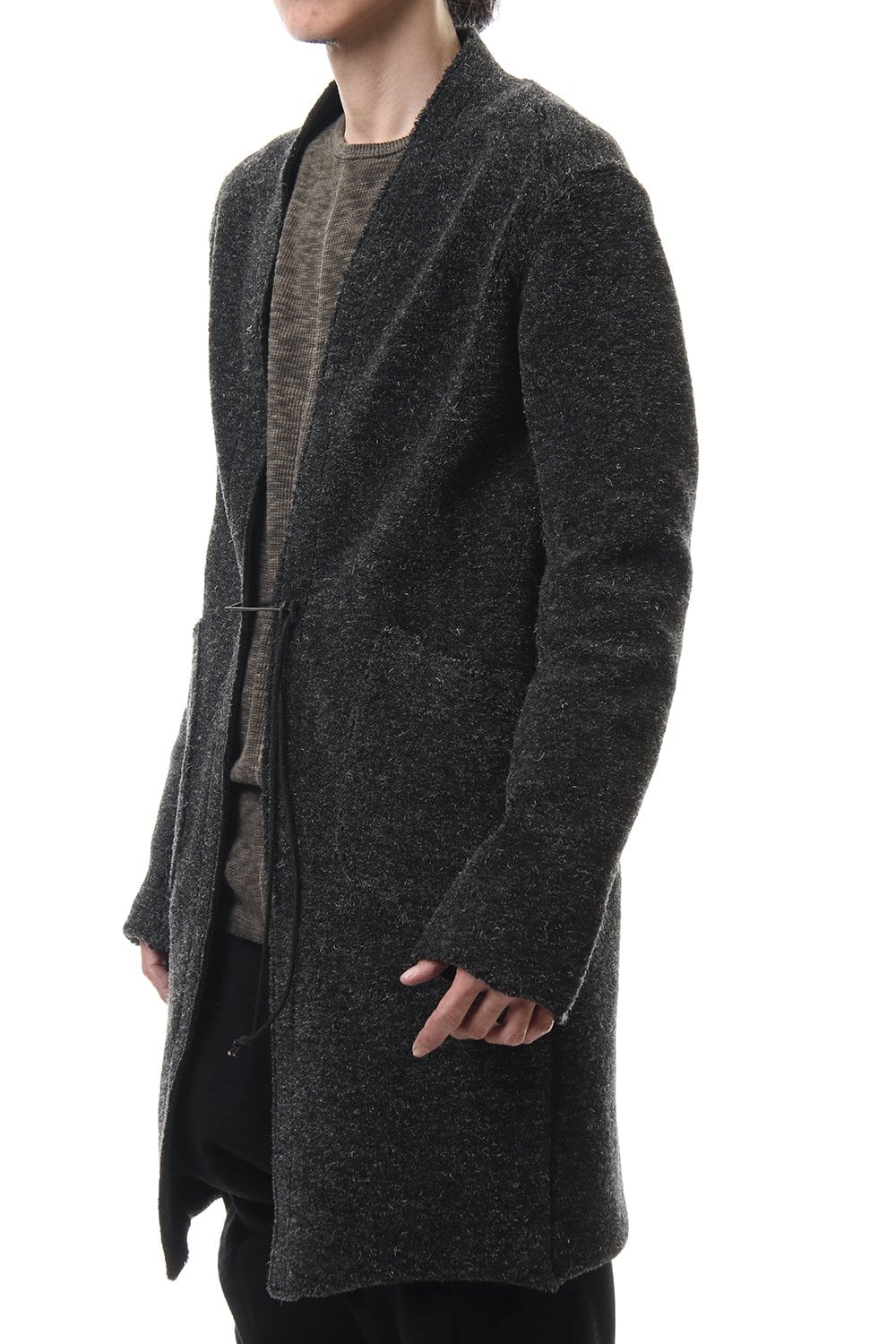 Kenpi wool Boa Long cardigan Khaki