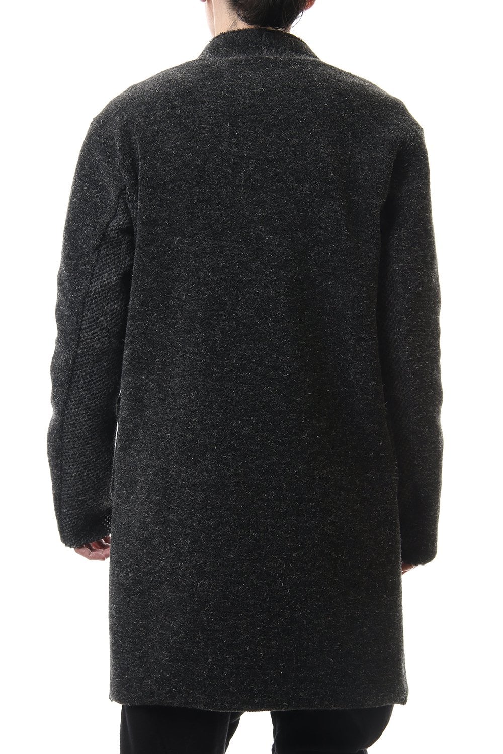 Kenpi wool Boa Long cardigan Black