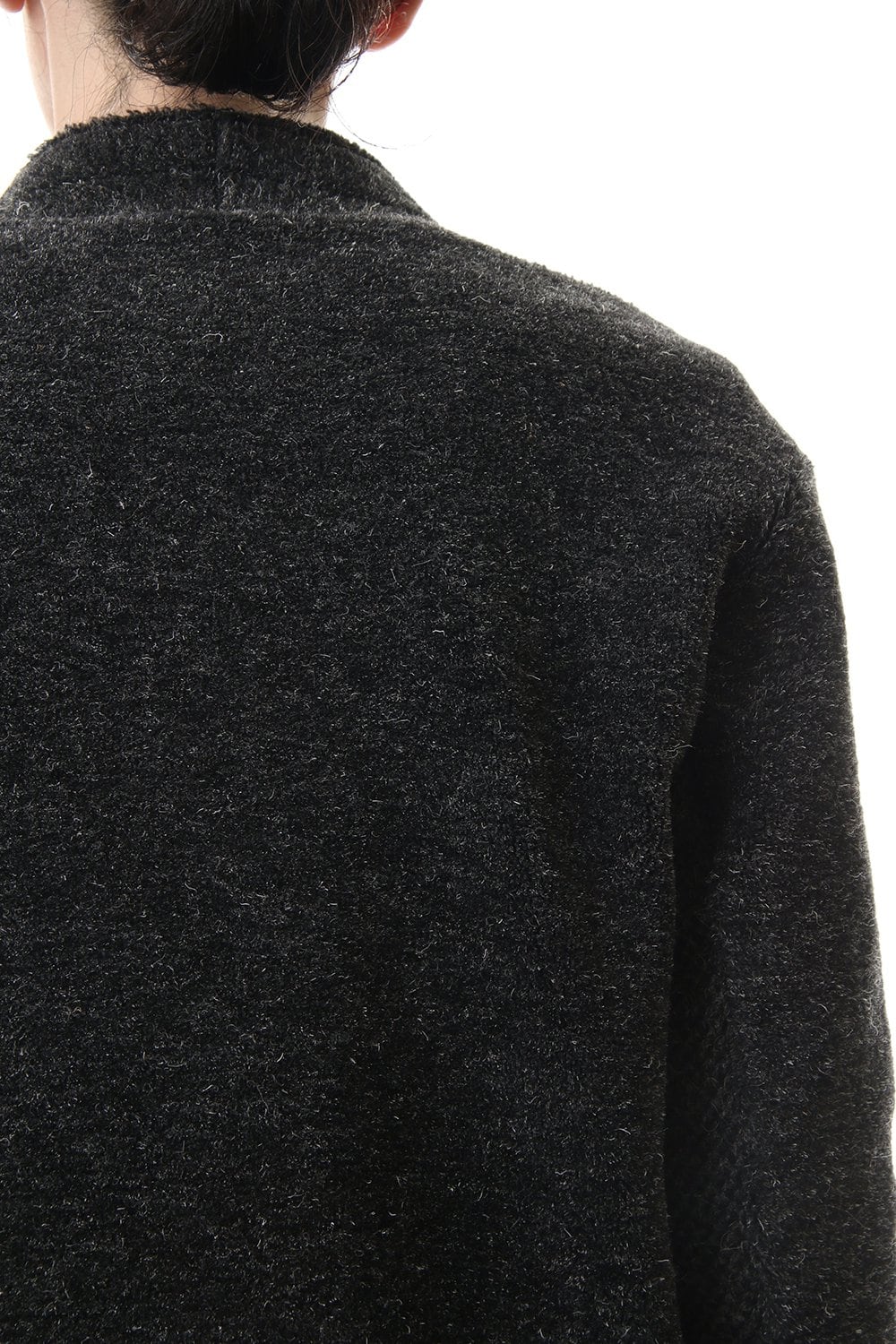 Kenpi wool Boa Long cardigan Black