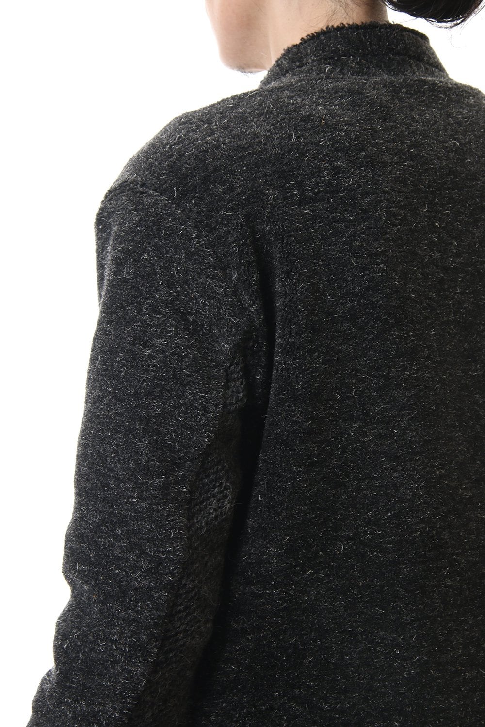 Kenpi wool Boa Long cardigan Black