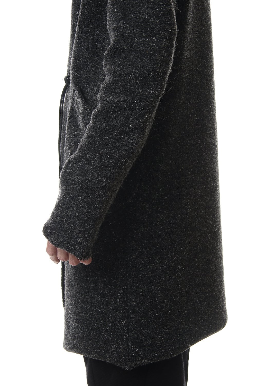 Kenpi wool Boa Long cardigan Black