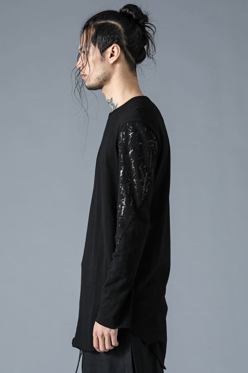 Sleeve Print Loge Cotton Jersey Long Sleeve T-Shirt Black