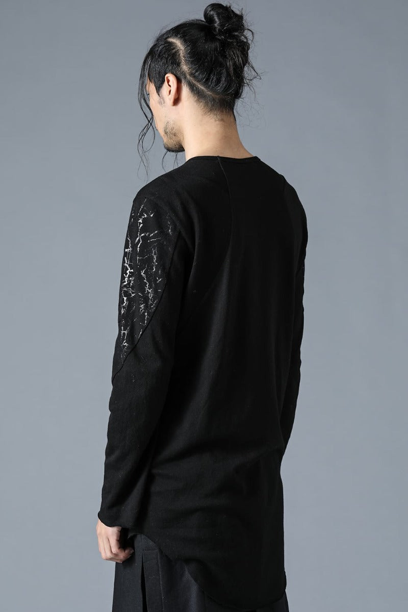 Sleeve Print Loge Cotton Jersey Long Sleeve T-Shirt Charcoal