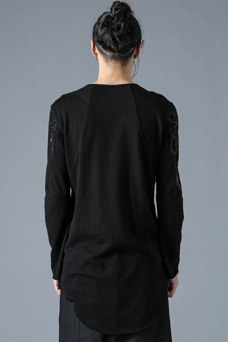 Sleeve Print Loge Cotton Jersey Long Sleeve T-Shirt Charcoal