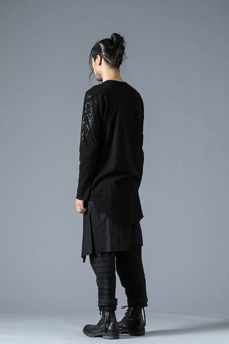 Sleeve Print Loge Cotton Jersey Long Sleeve T-Shirt Charcoal