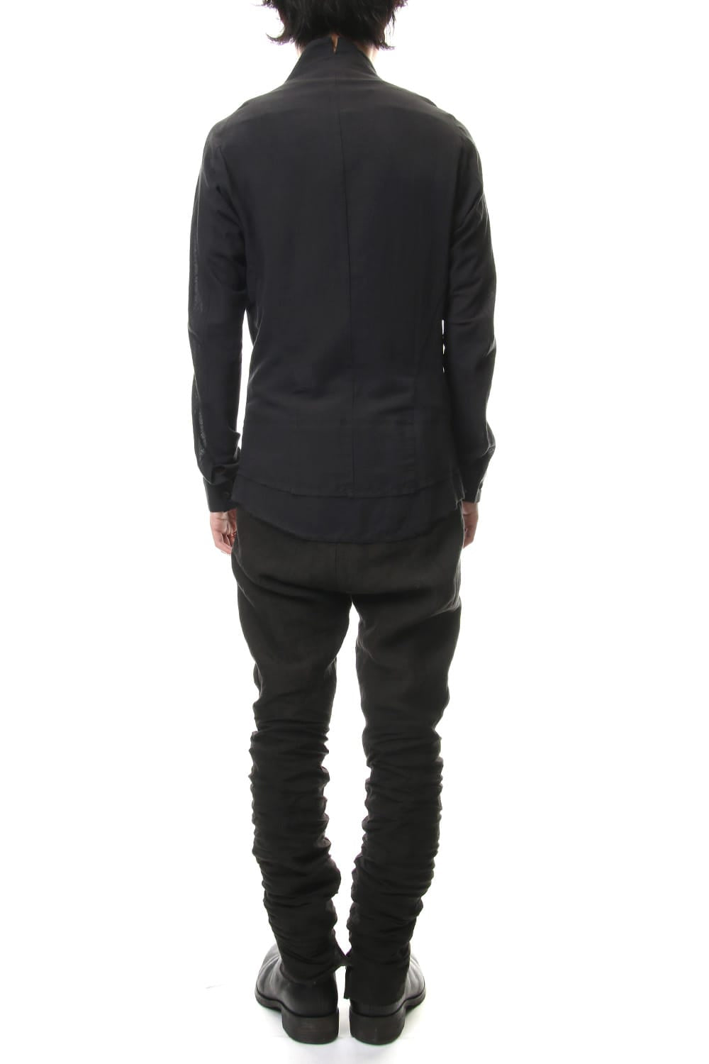 Japanese paper Cotton stand collar shirt - ST102-0049S Black