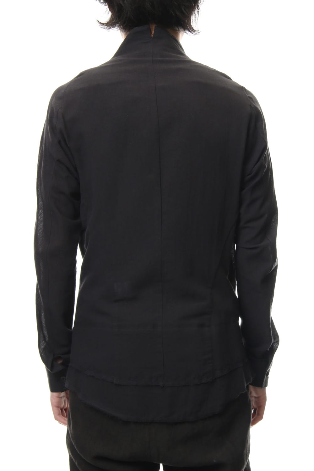 Japanese paper Cotton stand collar shirt - ST102-0049S Black