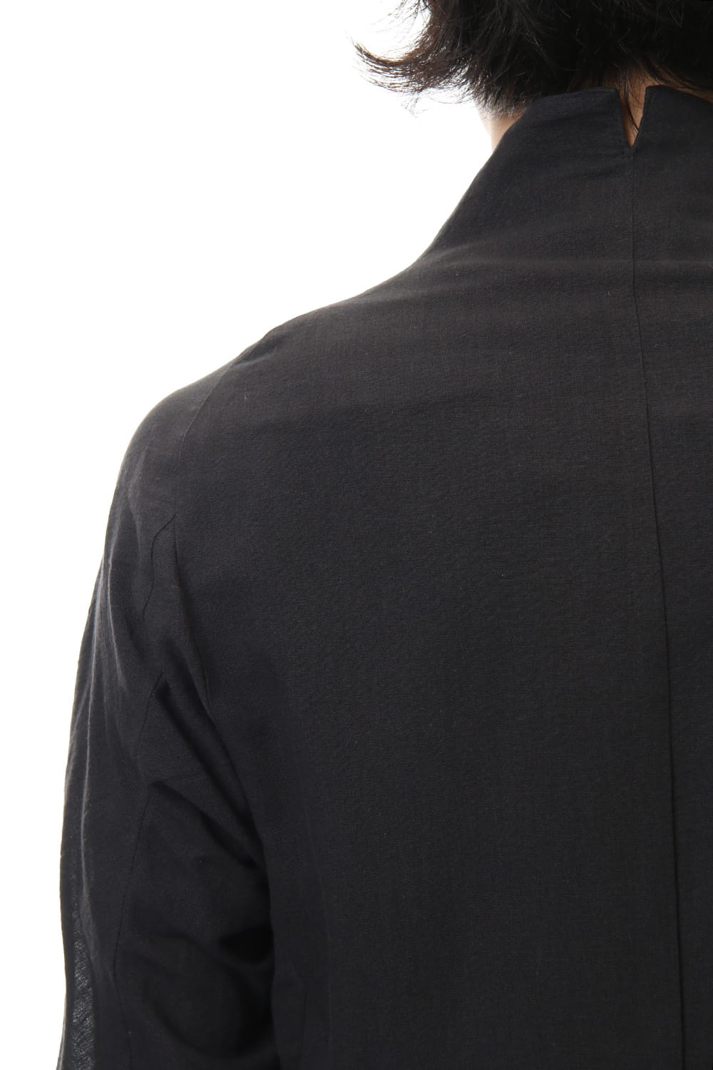 Japanese paper Cotton stand collar shirt - ST102-0049S Black