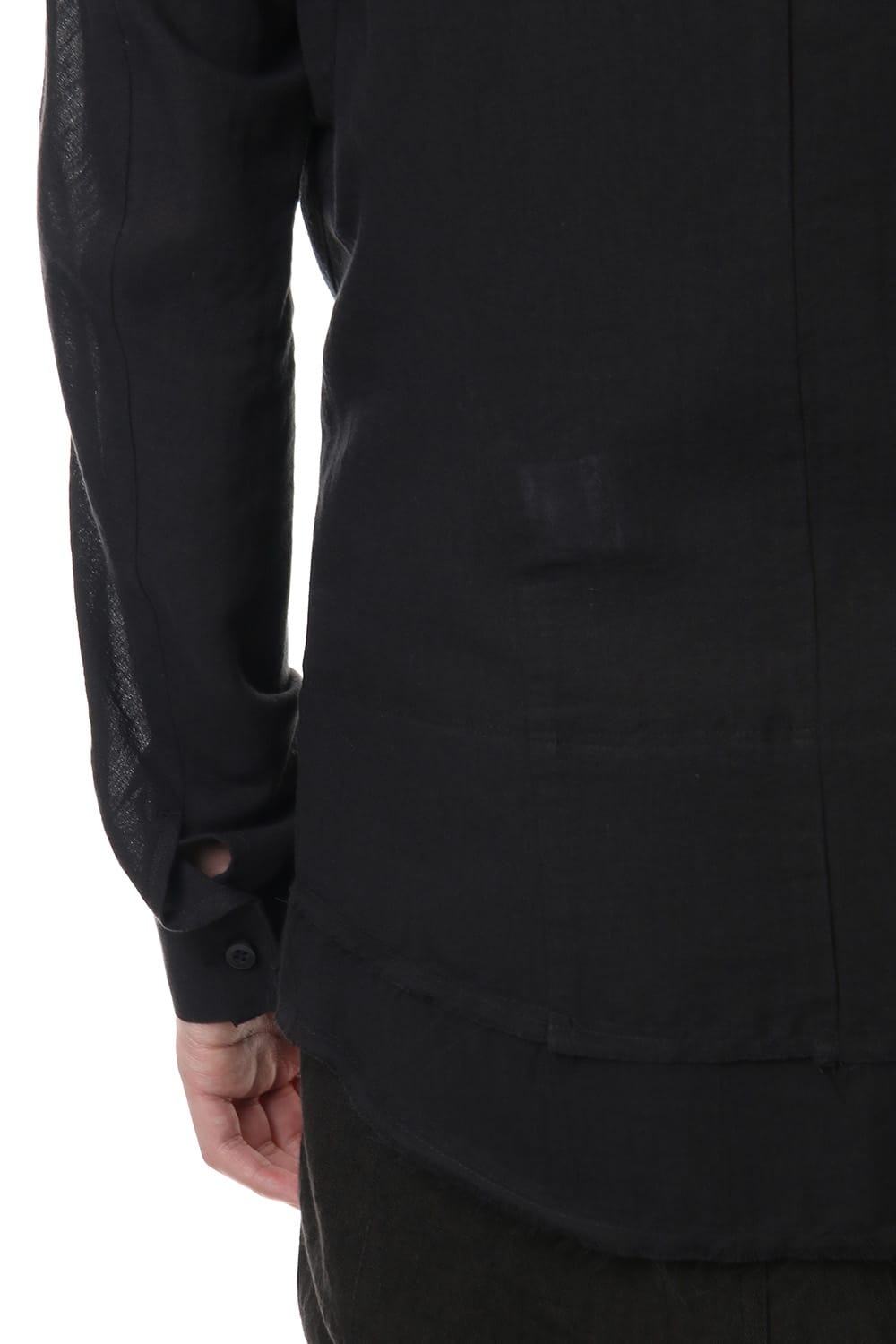 Japanese paper Cotton stand collar shirt - ST102-0049S Black