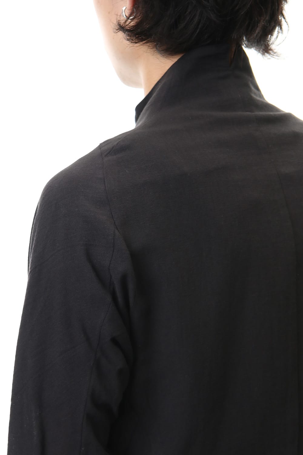 Japanese paper Cotton stand collar shirt - ST102-0049S Black