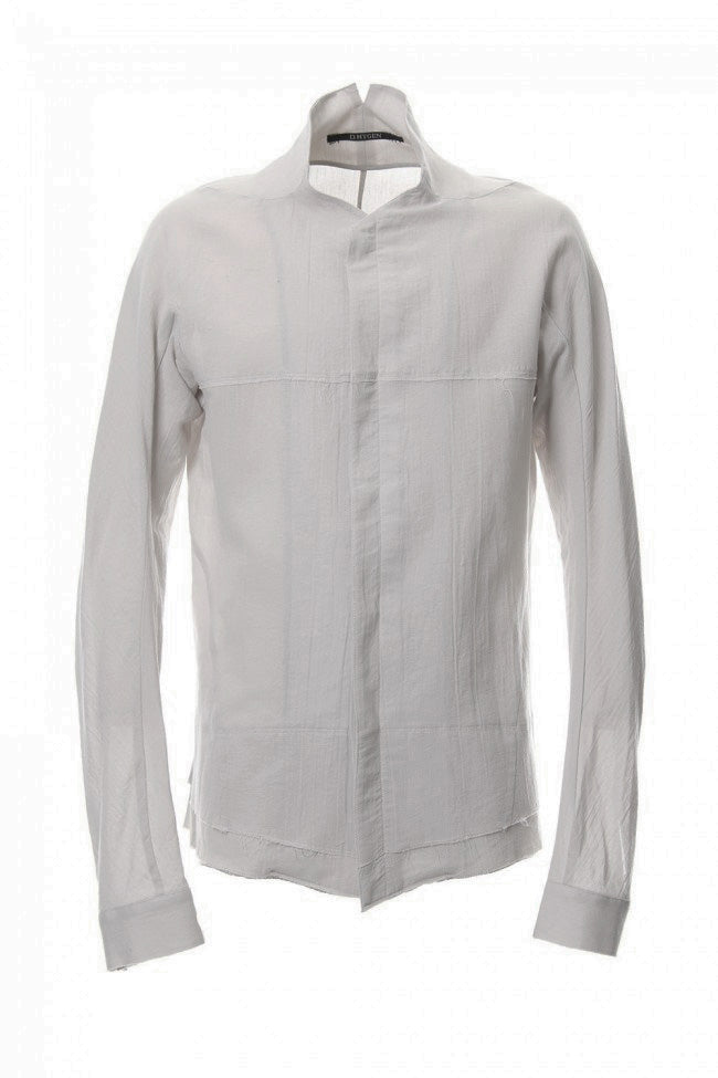 Japanese paper Cotton stand collar shirt - ST102-0049S Dusty White