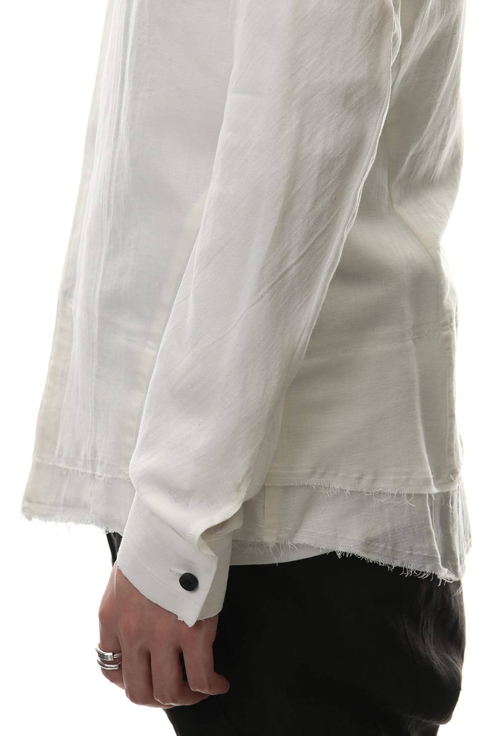 Limited Japanese paper Cotton stand collar shirt - ST102-0049S White