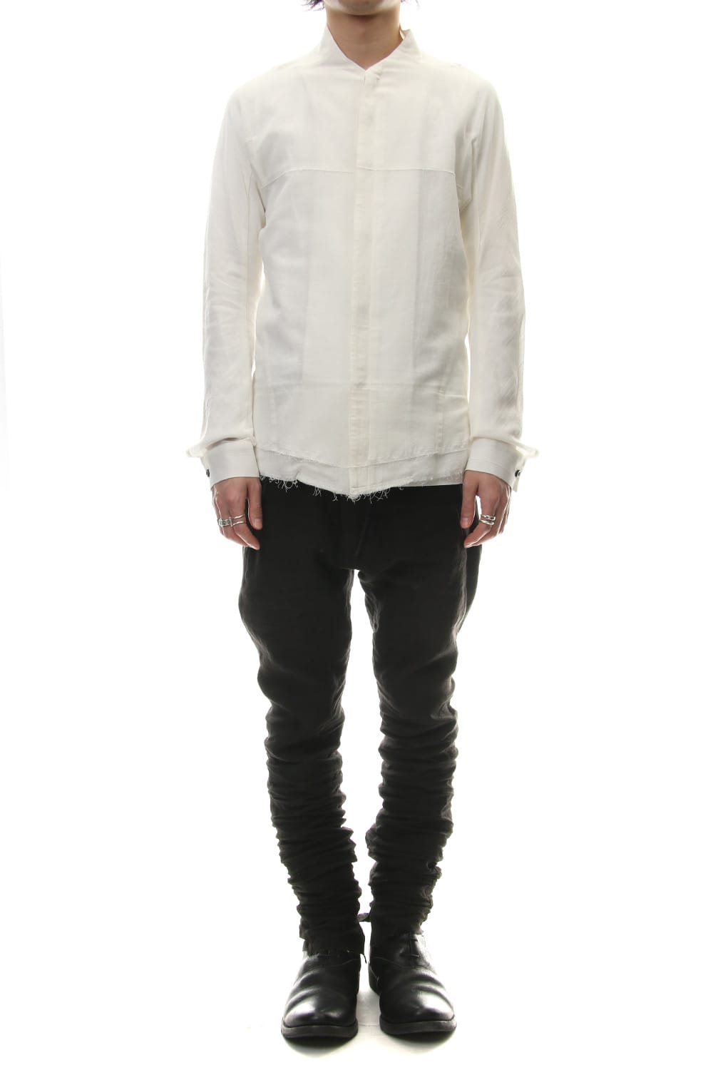 Limited Japanese paper Cotton stand collar shirt - ST102-0049S White