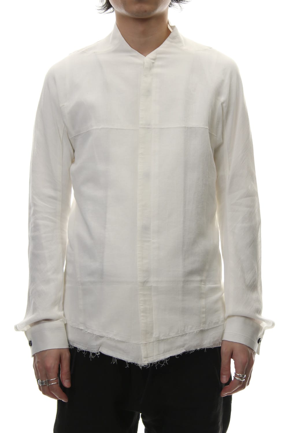 Limited Japanese paper Cotton stand collar shirt - ST102-0049S White