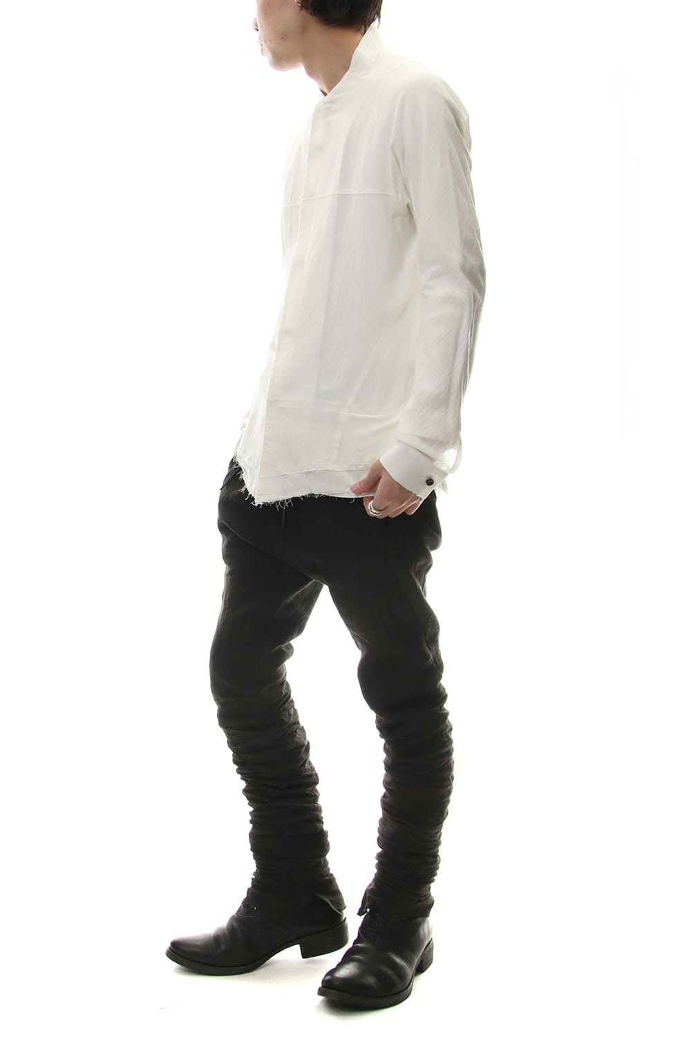 Limited Japanese paper Cotton stand collar shirt - ST102-0049S White