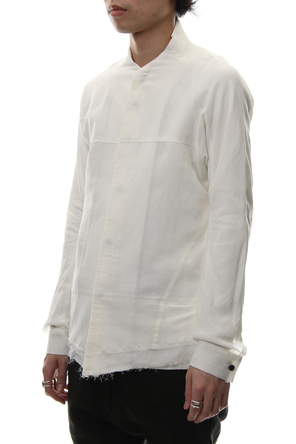 Limited Japanese paper Cotton stand collar shirt - ST102-0049S White