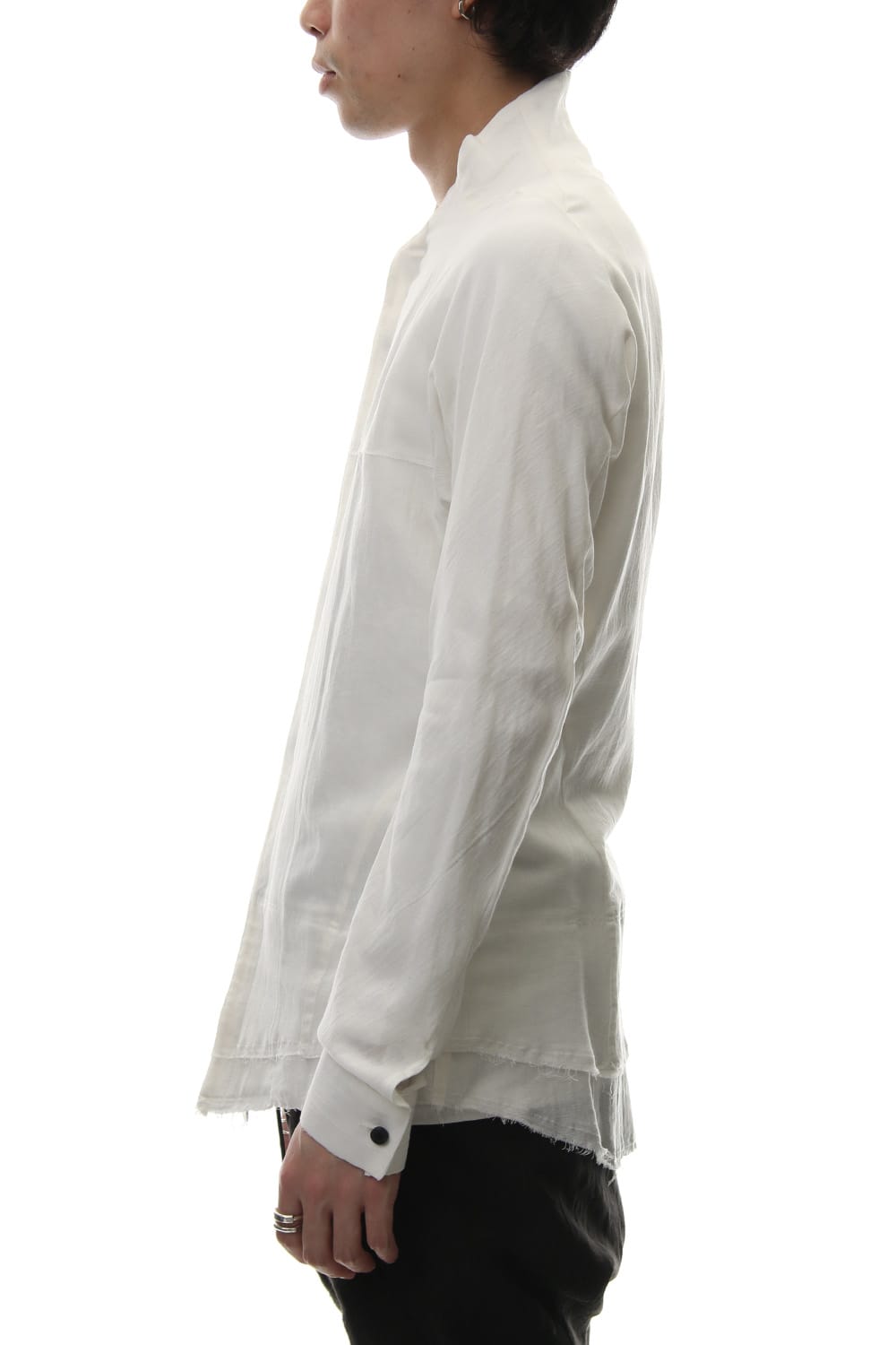 Limited Japanese paper Cotton stand collar shirt - ST102-0049S White