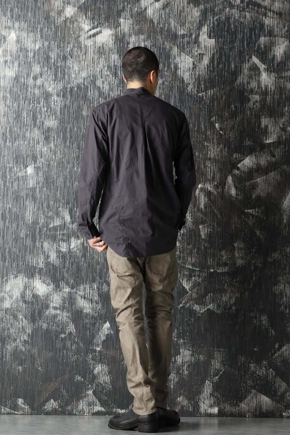 80/2 Cotton broad Band collar shirt Black