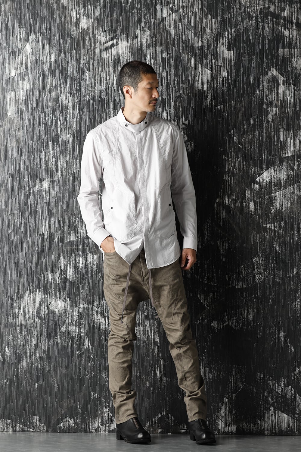 80/2 Cotton broad Band collar shirt Gray