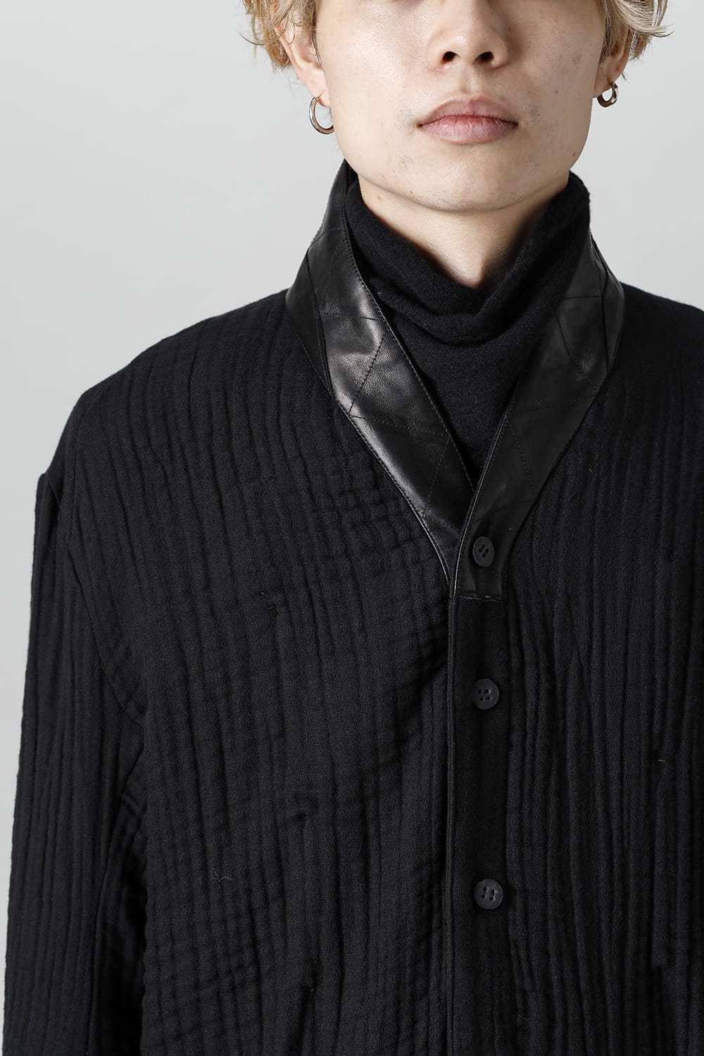 4-Layer Cotton Gauze Long Shirt Black