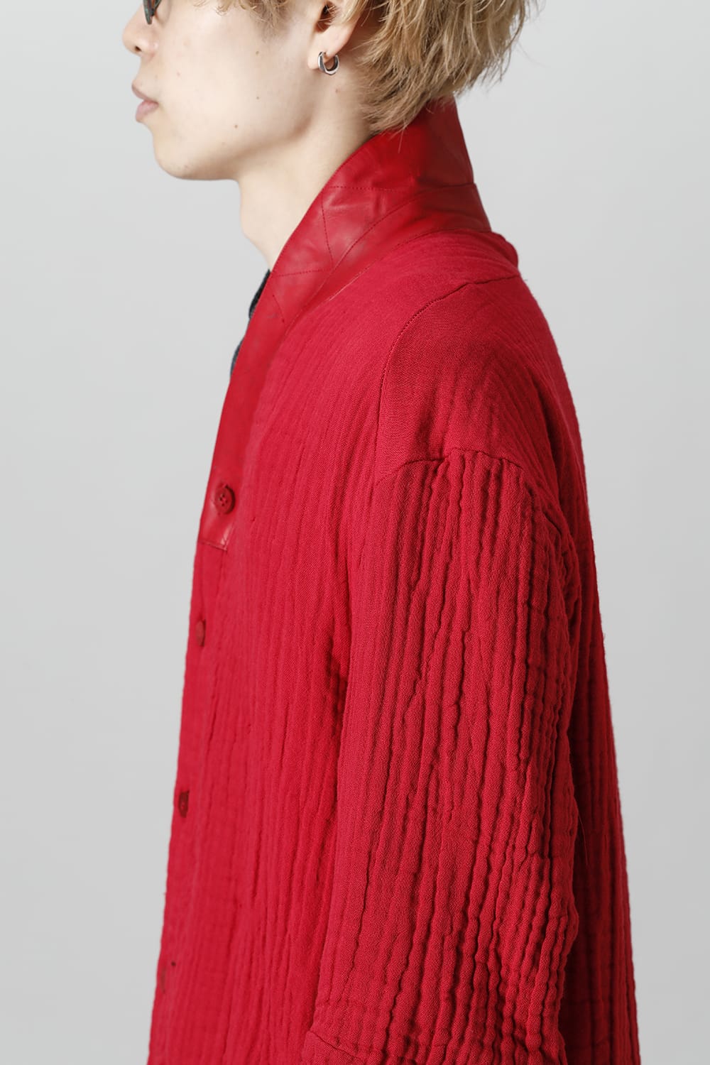 4-Layer Cotton Gauze Long Shirt Red