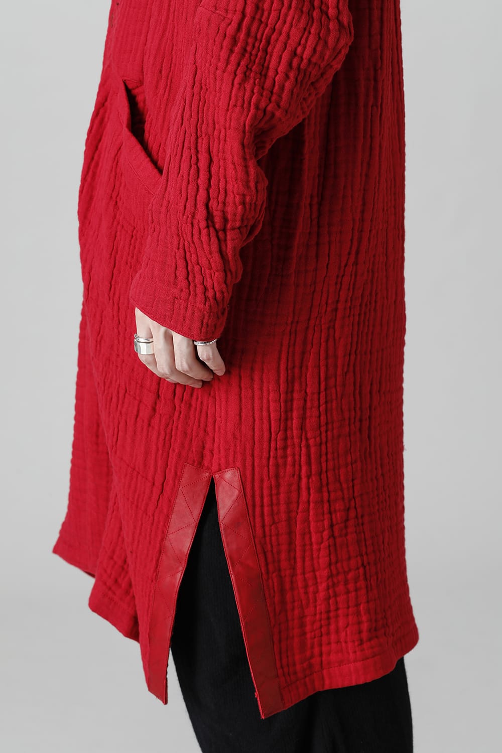 4-Layer Cotton Gauze Long Shirt Red