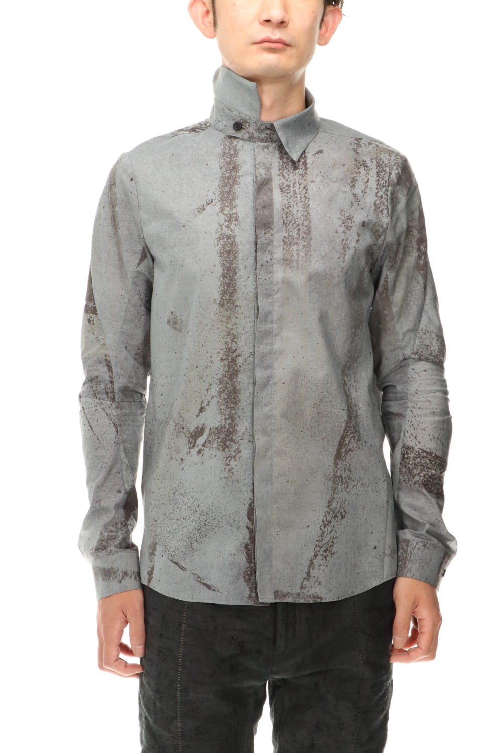 40/- Lawn Print Shirt Charcoal