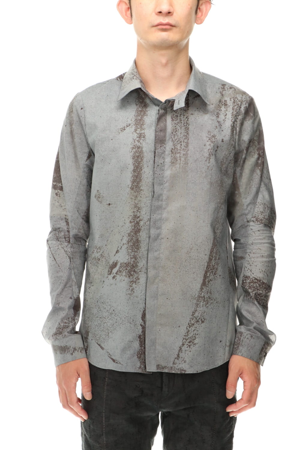 40/- Lawn Print Shirt Charcoal