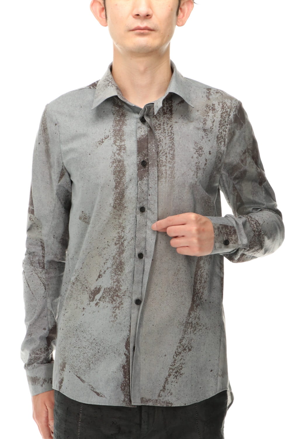 40/- Lawn Print Shirt Charcoal