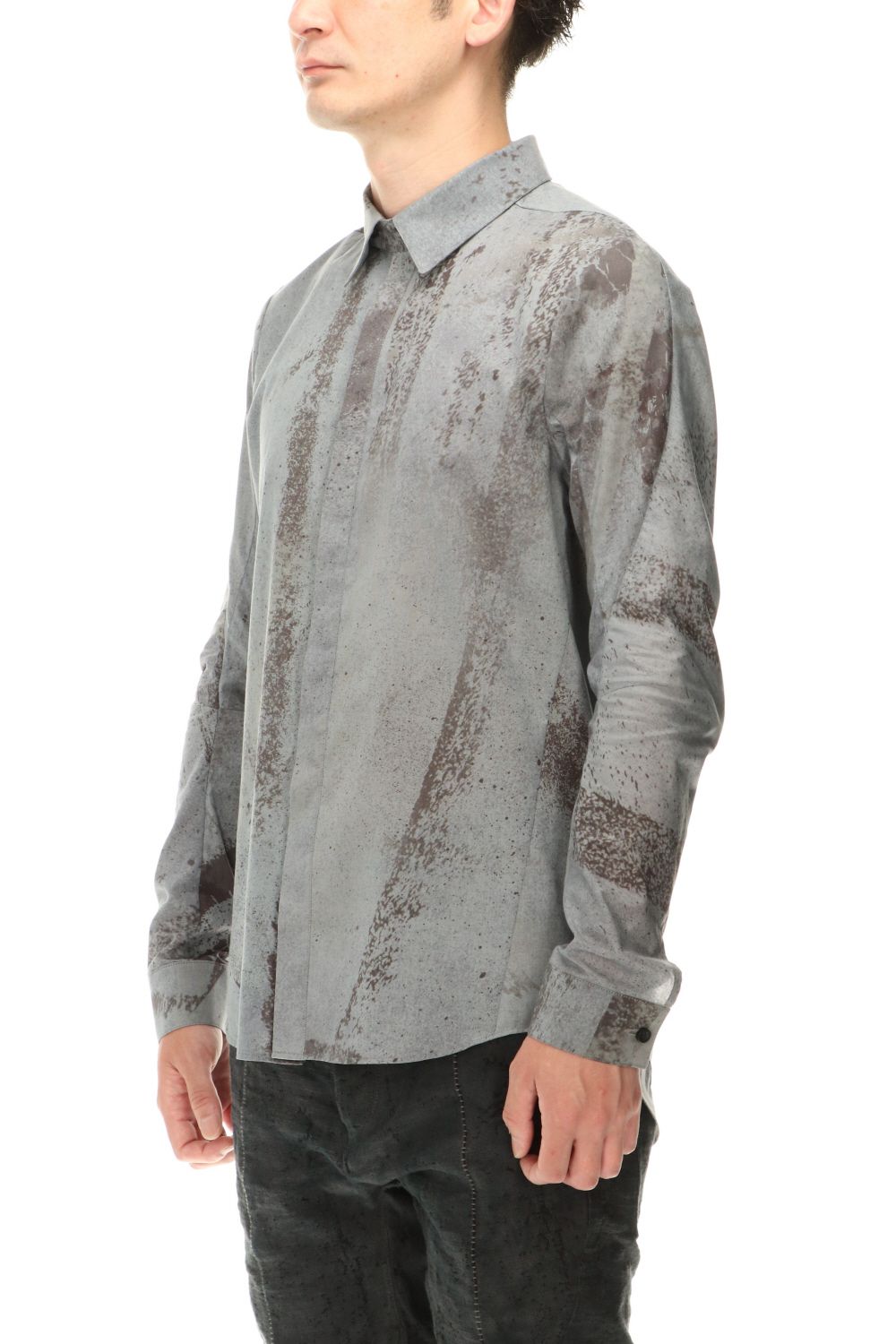 40/- Lawn Print Shirt Charcoal