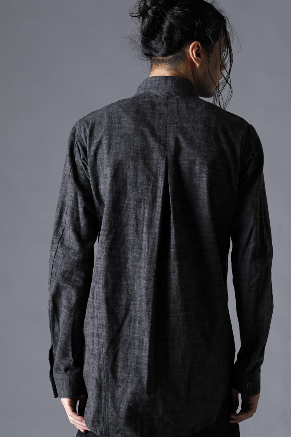 Uneveen Brushing Band Collar Shirt Charcoal