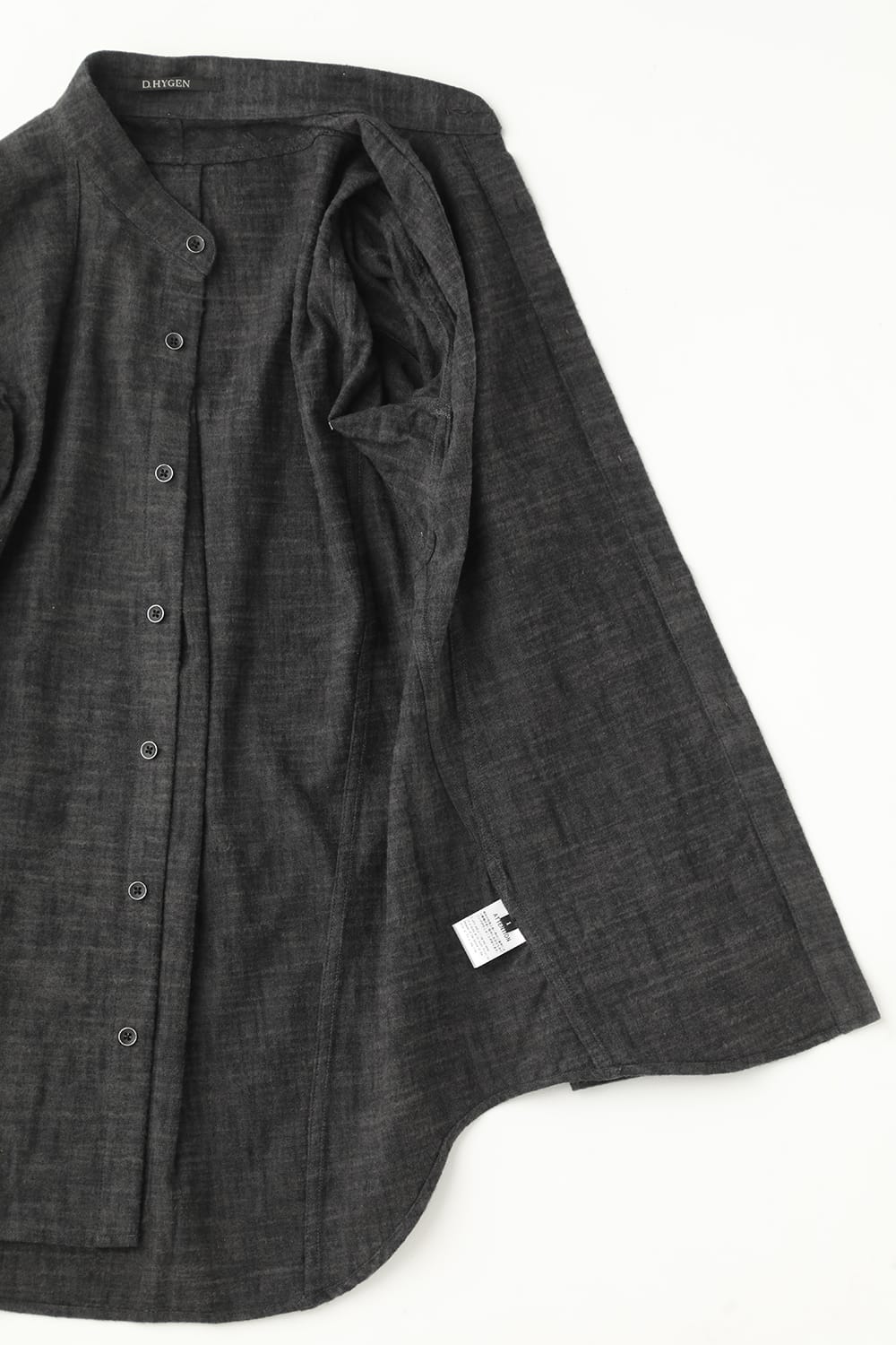 Uneveen Brushing Band Collar Shirt Charcoal