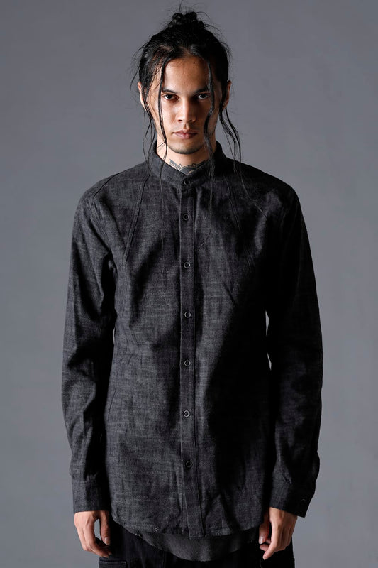 Uneveen Brushing Band Collar Shirt Charcoal