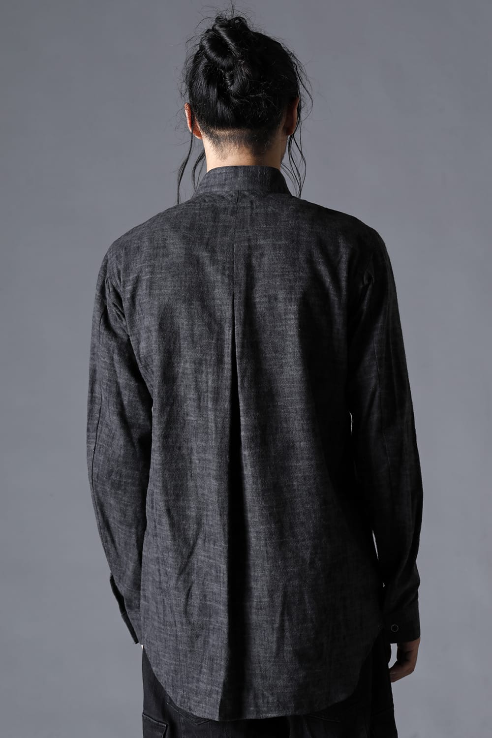 Uneveen Brushing Band Collar Shirt Charcoal