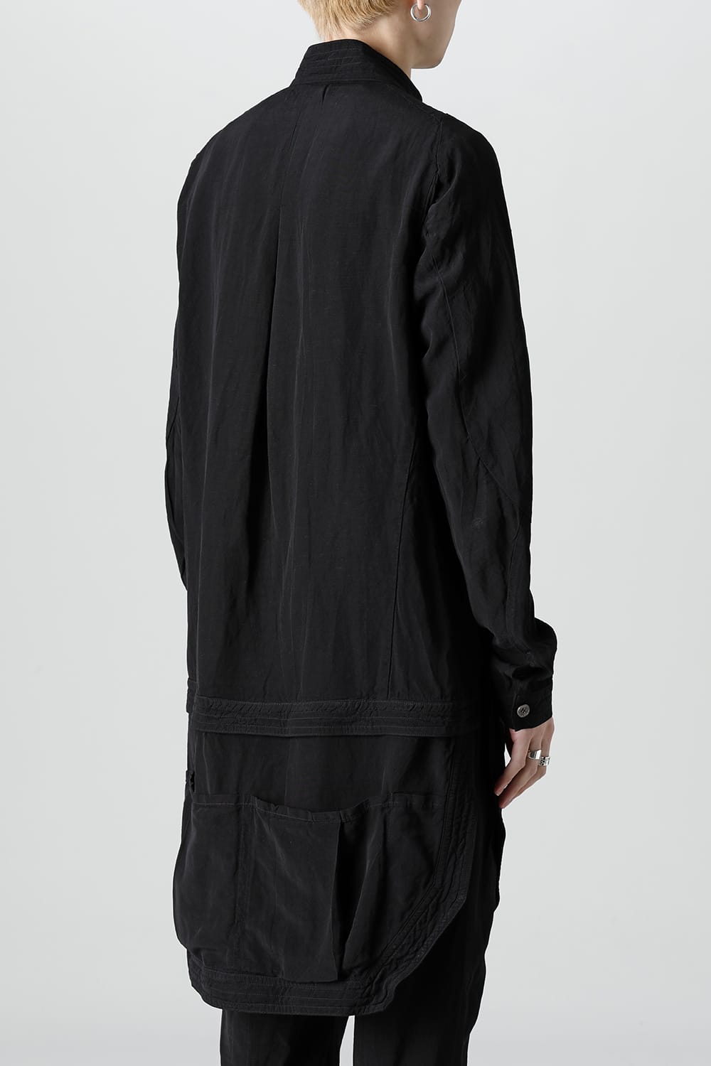 Wood Tannin＆Iron Oxide Dyed Dimple Dobby Worker Long Shirt  Black