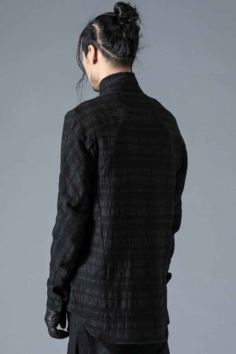 Shadow Striped Gauze Double Breast Coated Tailored Shirt Charcoal