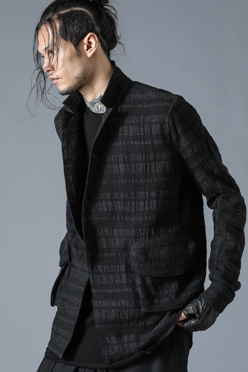 Shadow Striped Gauze Double Breast Coated Tailored Shirt Charcoal
