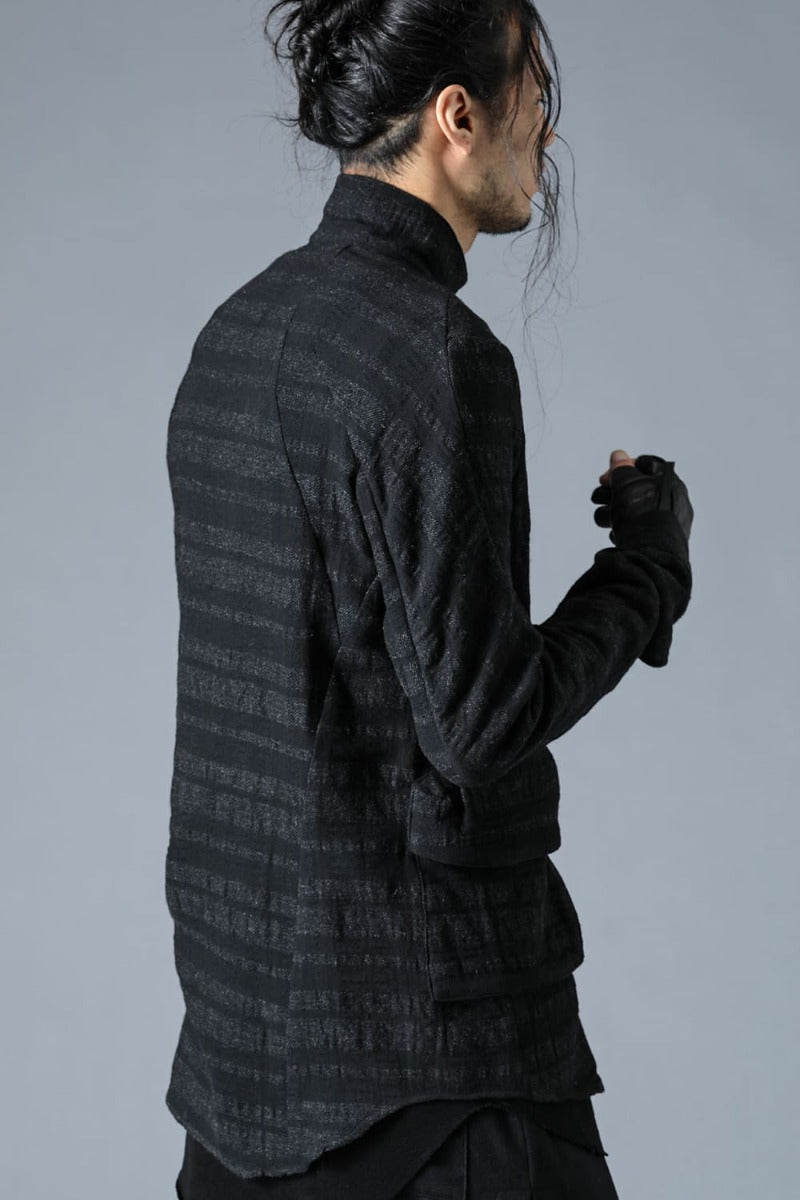 Shadow Striped Gauze Double Breast Coated Tailored Shirt Charcoal
