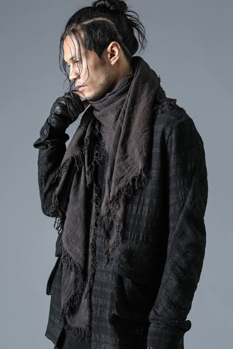 Shadow Striped Gauze Double Breast Coated Tailored Shirt Charcoal