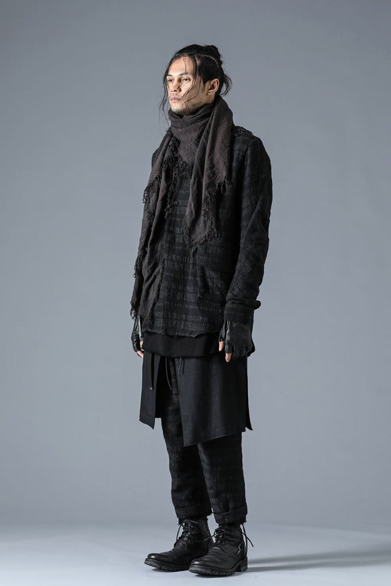 Shadow Striped Gauze Double Breast Coated Tailored Shirt Charcoal