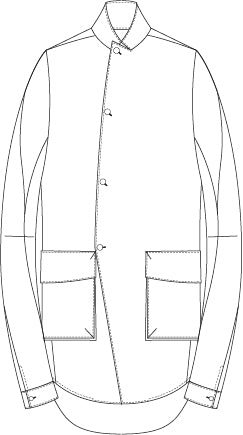 Shadow Striped Gauze Double Breast Coated Tailored Shirt Black