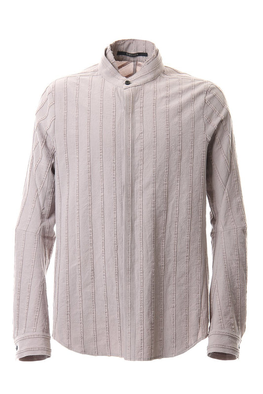 Cotton Wool 3D stripe Layered collar shirt Gray